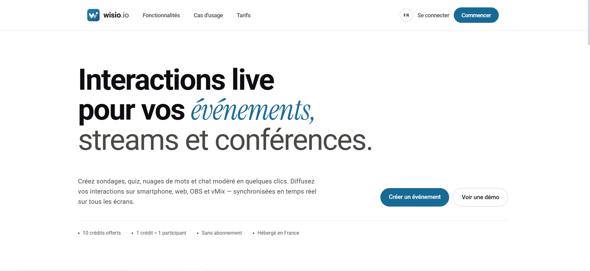 Page d'accueil de wisio.io